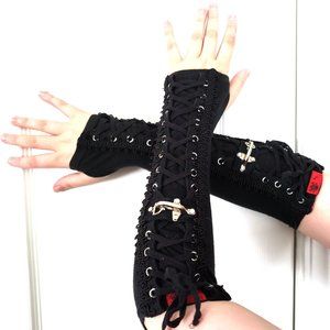 Tripp NYC Fingerless Gloves with Lace Up Detail